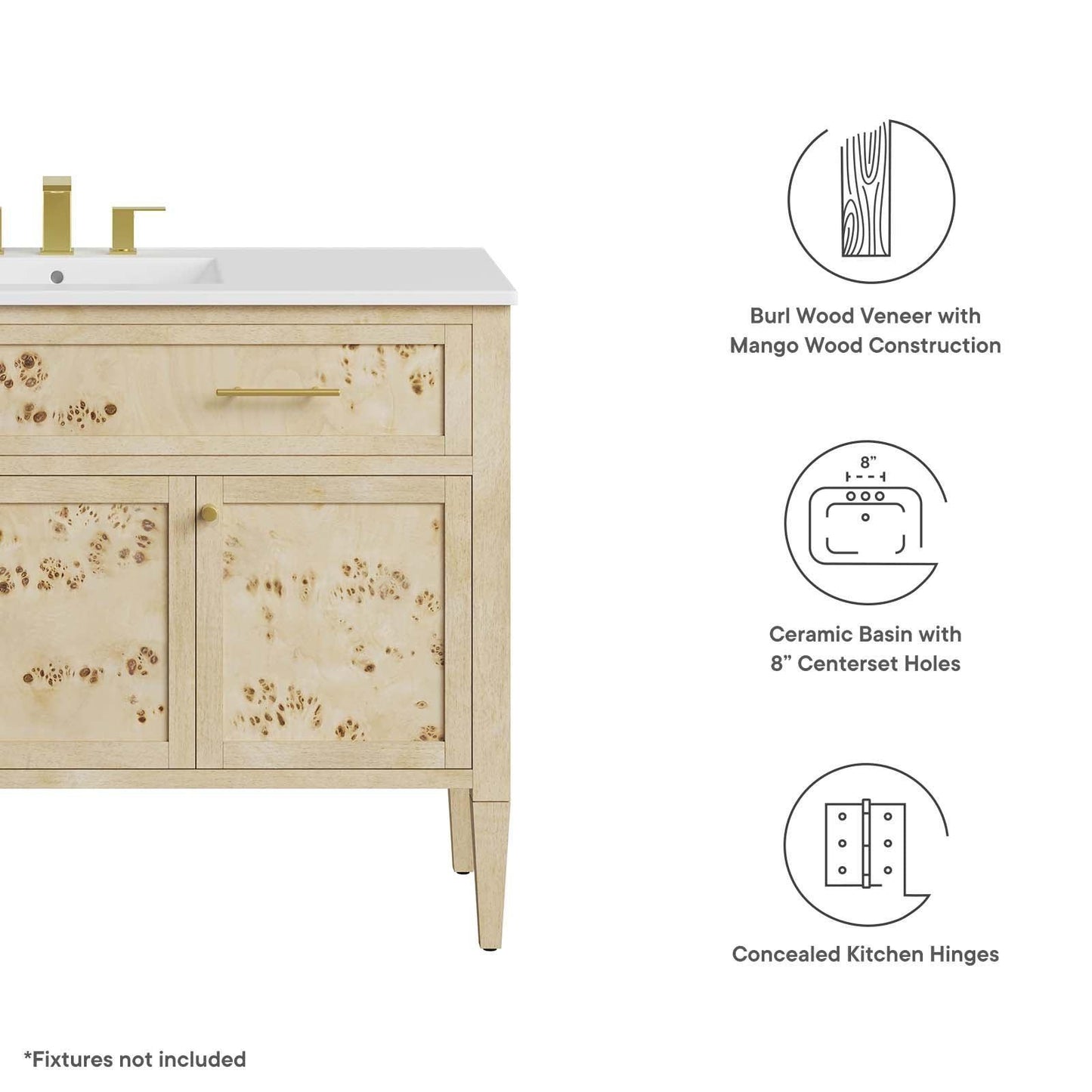 Modway Elysian 48" Wood Single Sink Bathroom Vanity FredCo