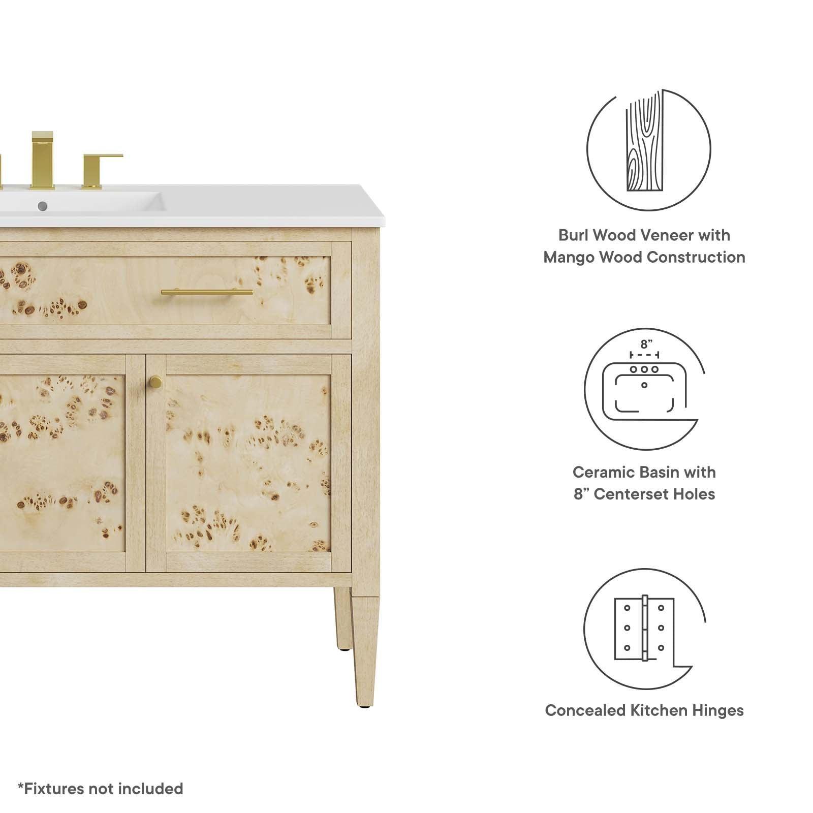 Modway Elysian 48" Wood Single Sink Bathroom Vanity FredCo