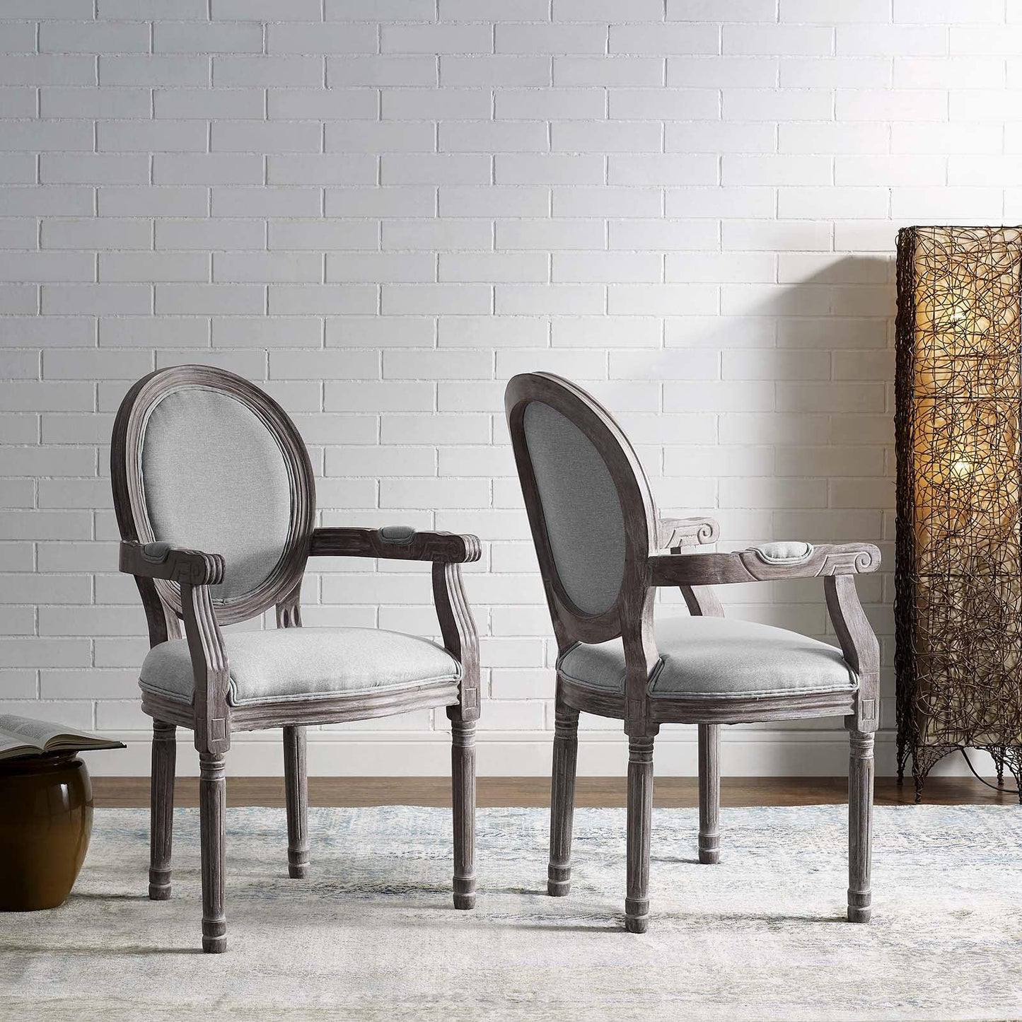 Modway Emanate Dining Armchair Upholstered Fabric Set of 2 FredCo
