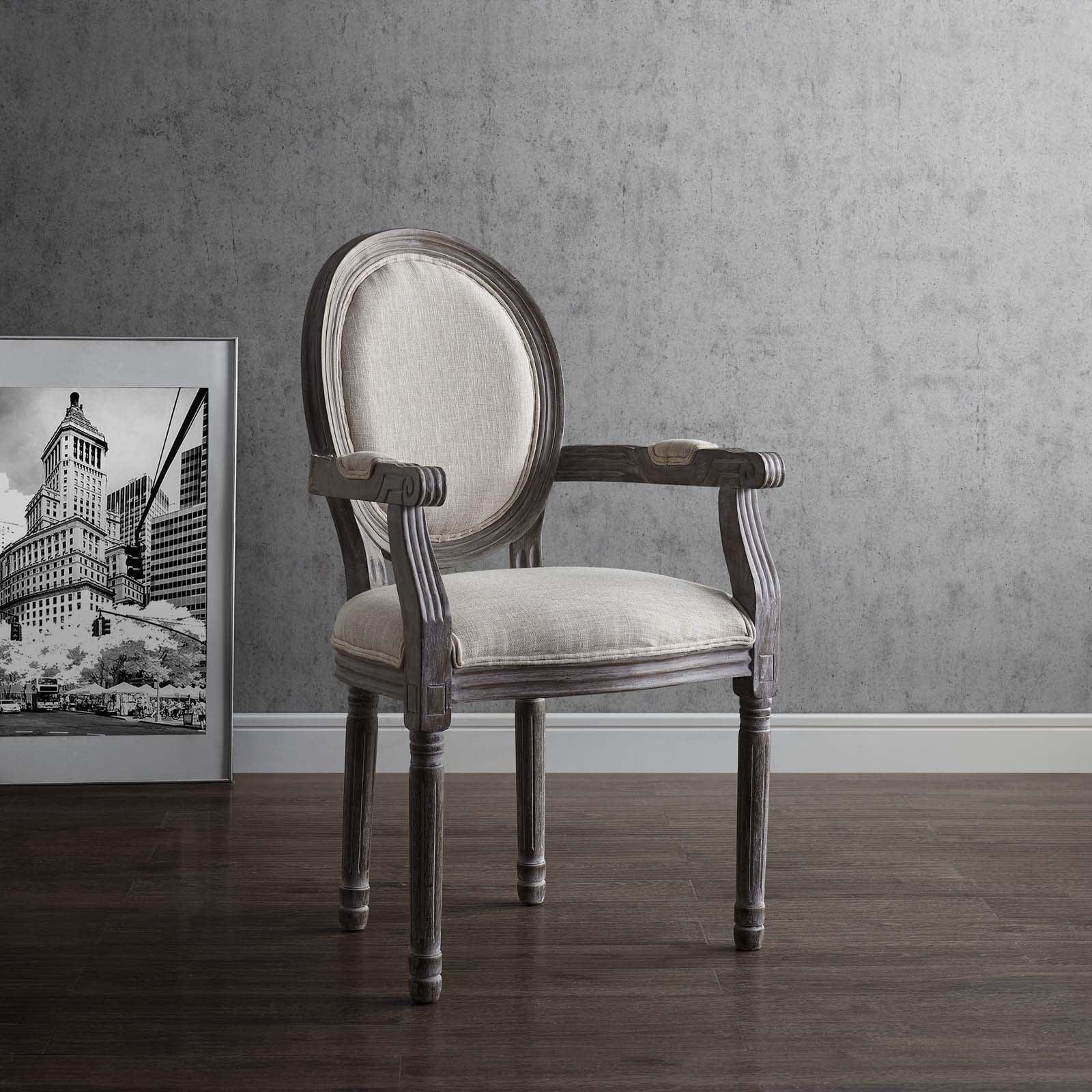 Modway Emanate Vintage French Upholstered Fabric Dining Armchair FredCo