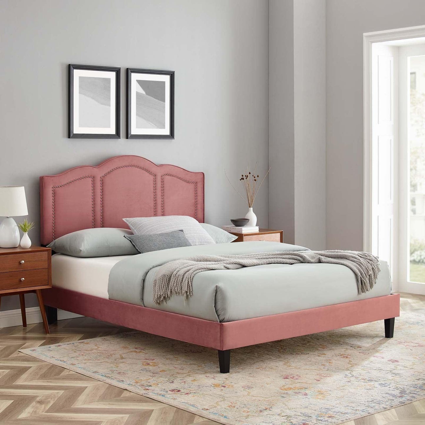 Modway Emerson Performance Velvet Queen Platform Bed FredCo