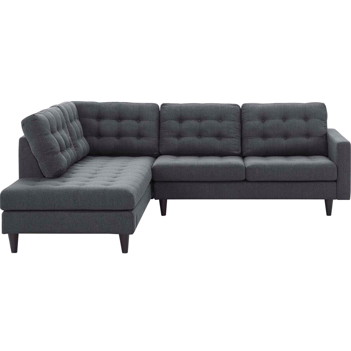 Modway Empress 2 Piece Upholstered Fabric Left Facing Bumper Sectional FredCo