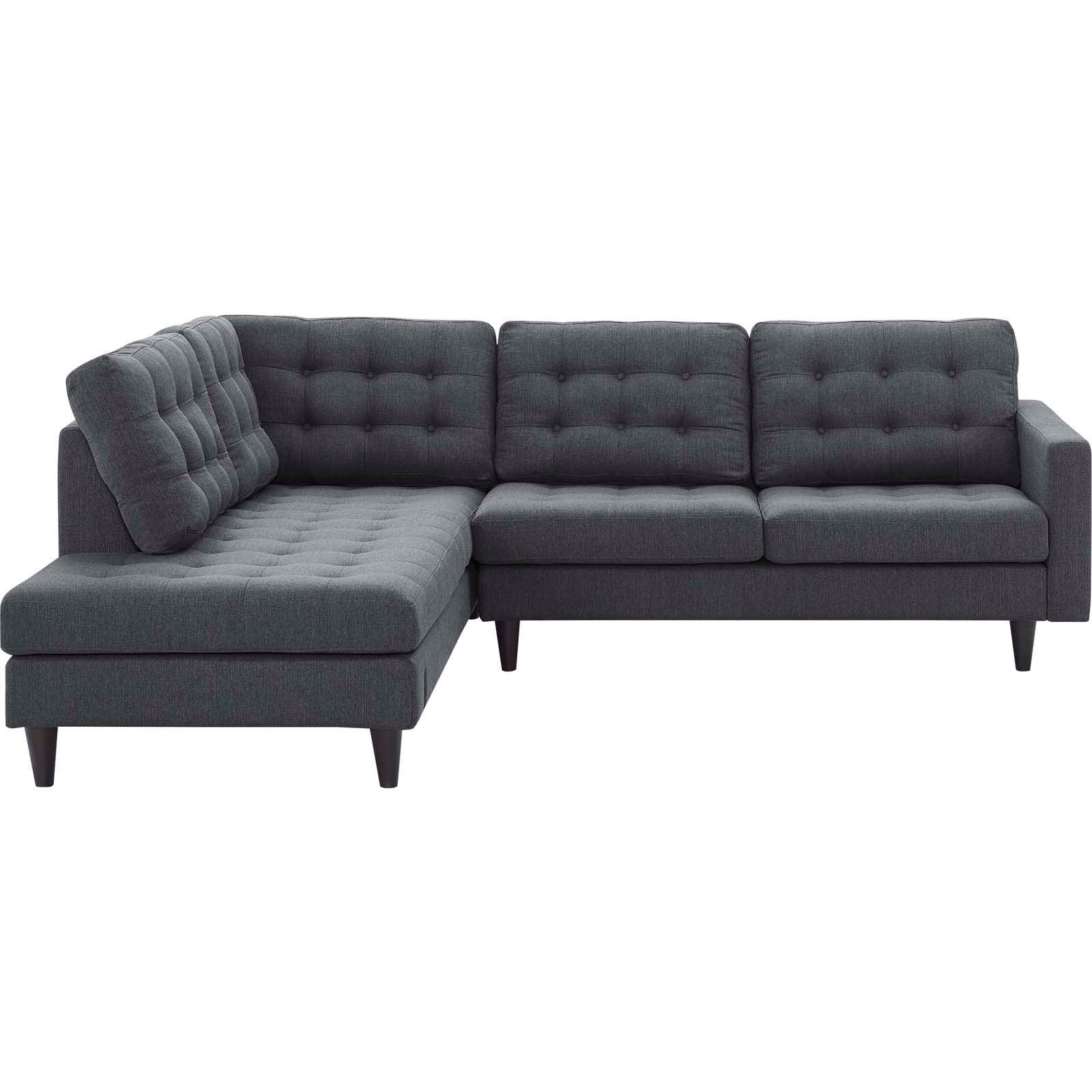 Modway Empress 2 Piece Upholstered Fabric Left Facing Bumper Sectional FredCo