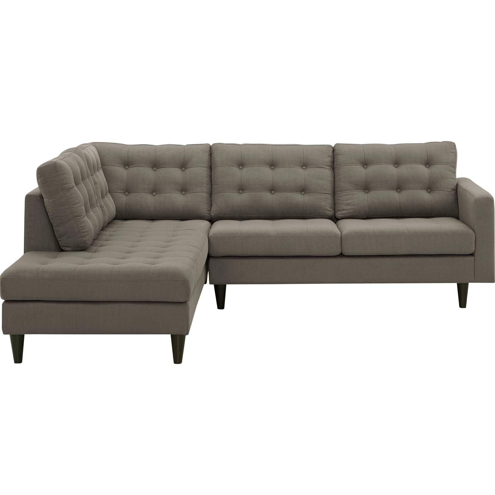 Modway Empress 2 Piece Upholstered Fabric Left Facing Bumper Sectional FredCo
