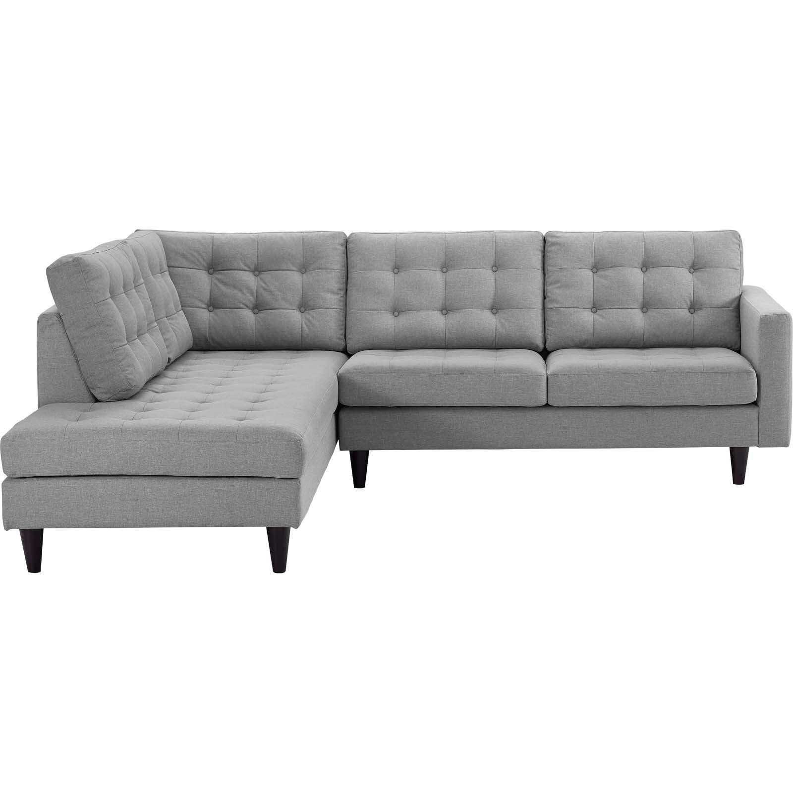 Modway Empress 2 Piece Upholstered Fabric Left Facing Bumper Sectional FredCo