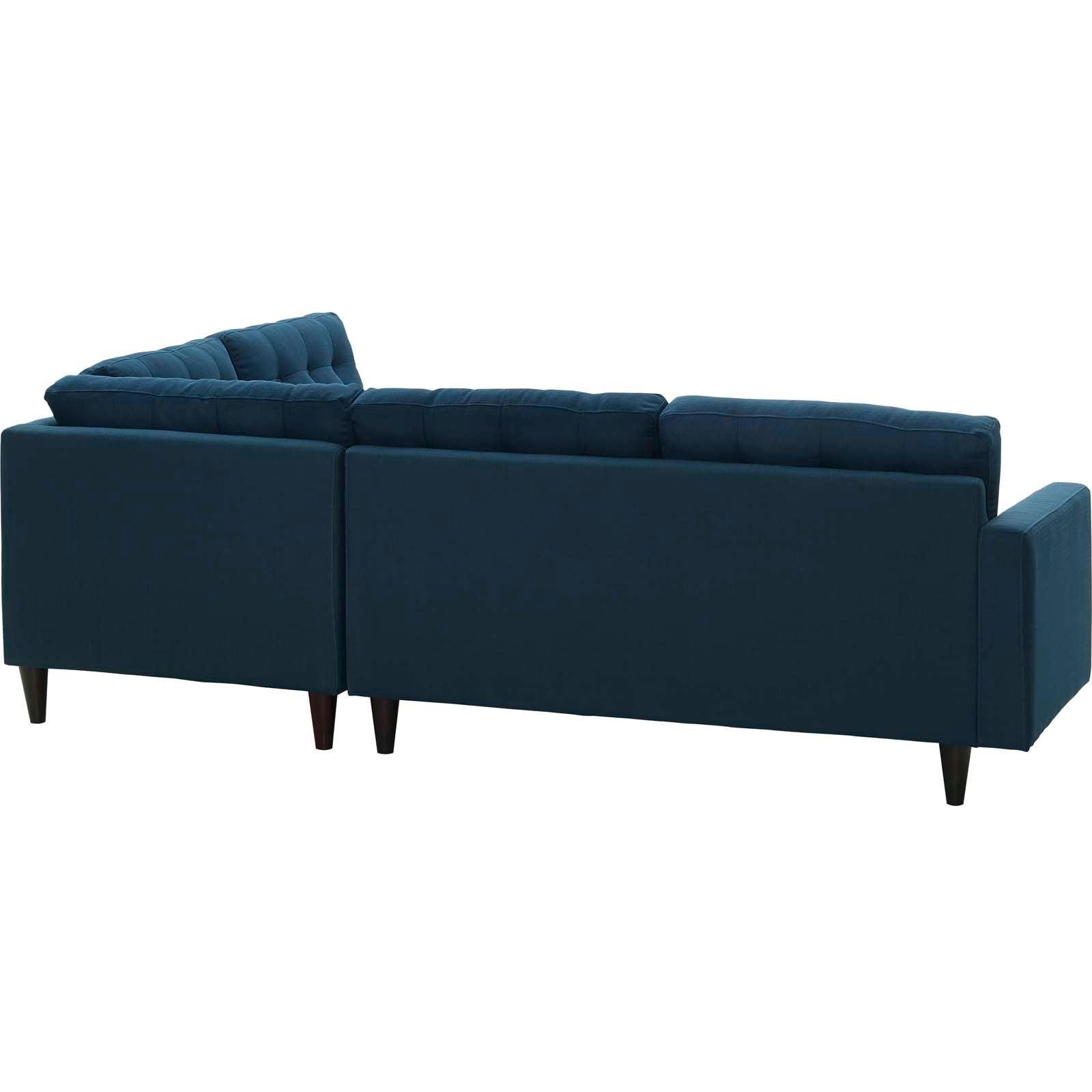 Modway Empress 2 Piece Upholstered Fabric Right Facing Bumper Sectional FredCo
