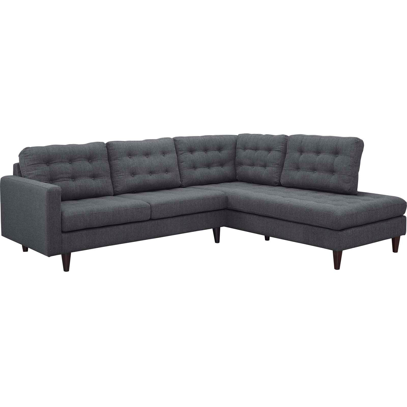 Modway Empress 2 Piece Upholstered Fabric Right Facing Bumper Sectional FredCo