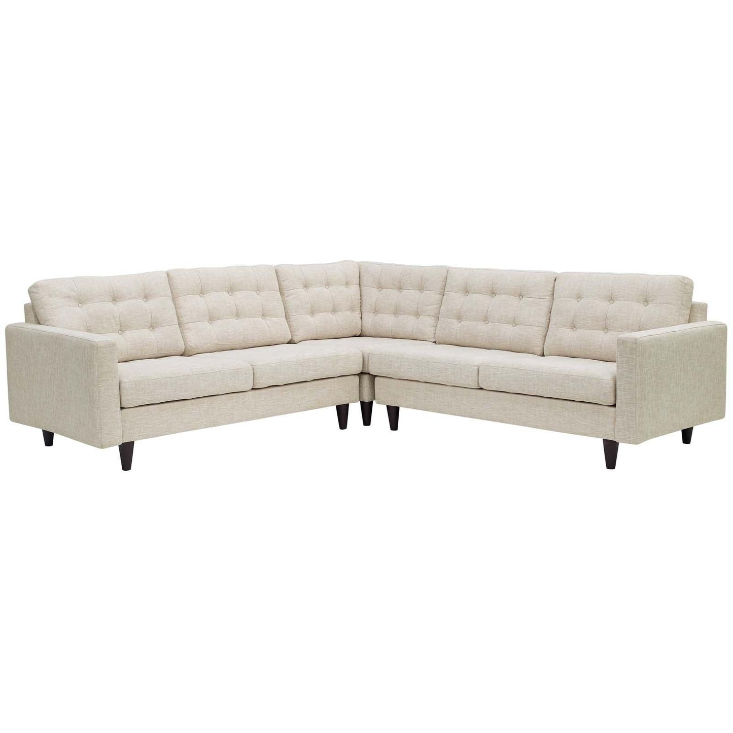 Modway Empress 3 Piece Upholstered Fabric Sectional Sofa Set FredCo