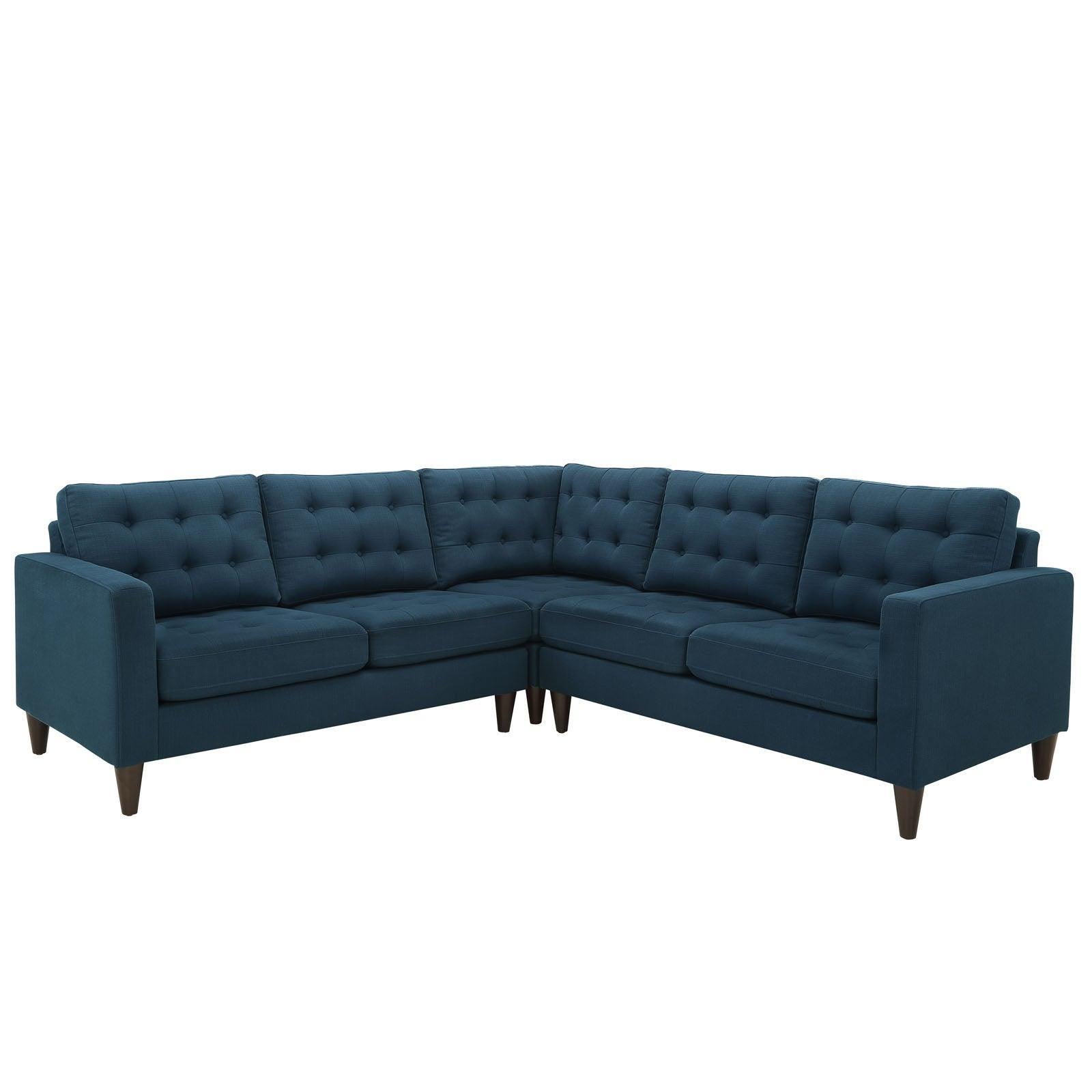 Modway Empress 3 Piece Upholstered Fabric Sectional Sofa Set FredCo