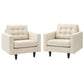 Modway Empress Armchair Upholstered Fabric Set of 2 FredCo