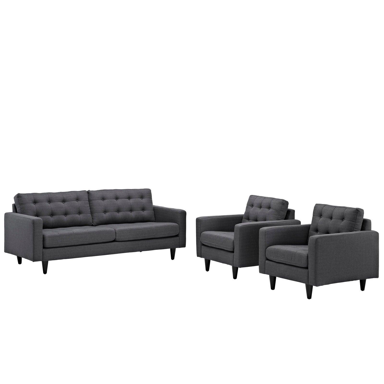 Modway Empress Sofa and Armchairs Set of 3, EEI-1314 FredCo