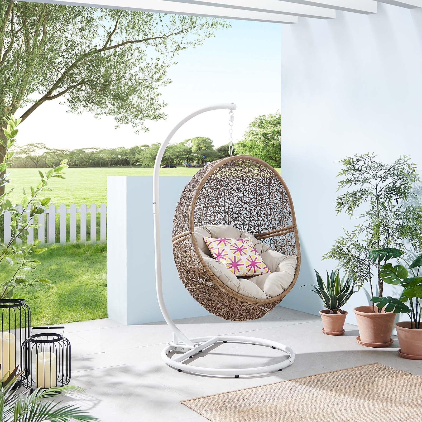 Modway Encase Outdoor Patio Outdoor Patio Rattan Swing Chair FredCo