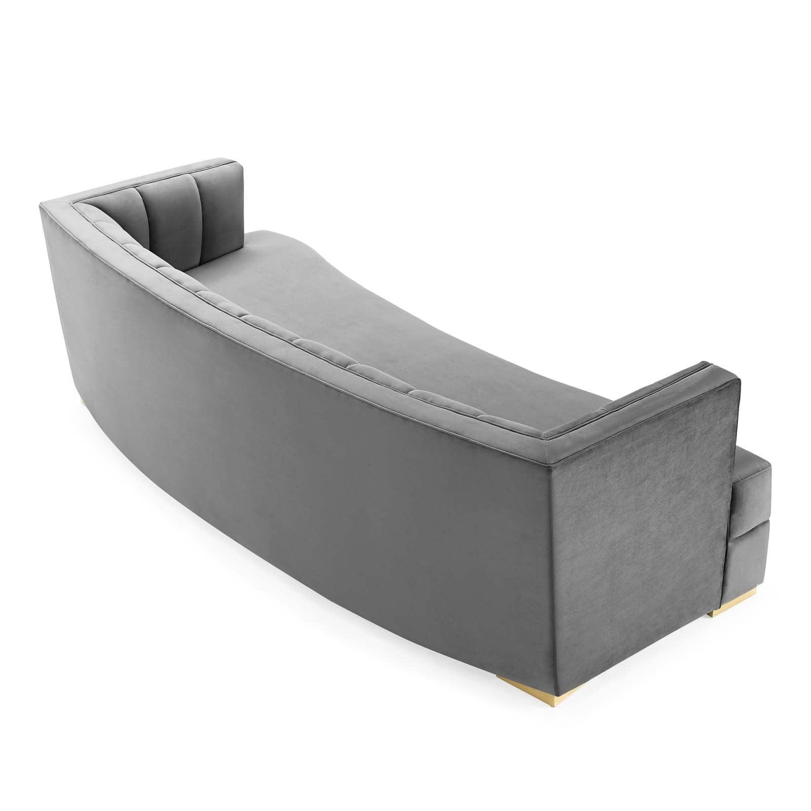 Modway Encompass Channel Tufted Performance Velvet Curved Sofa FredCo