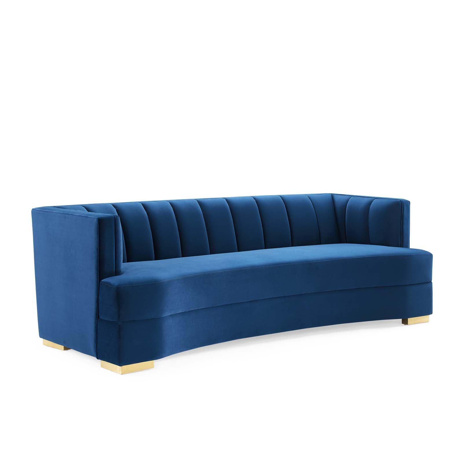 Modway Encompass Channel Tufted Performance Velvet Curved Sofa FredCo