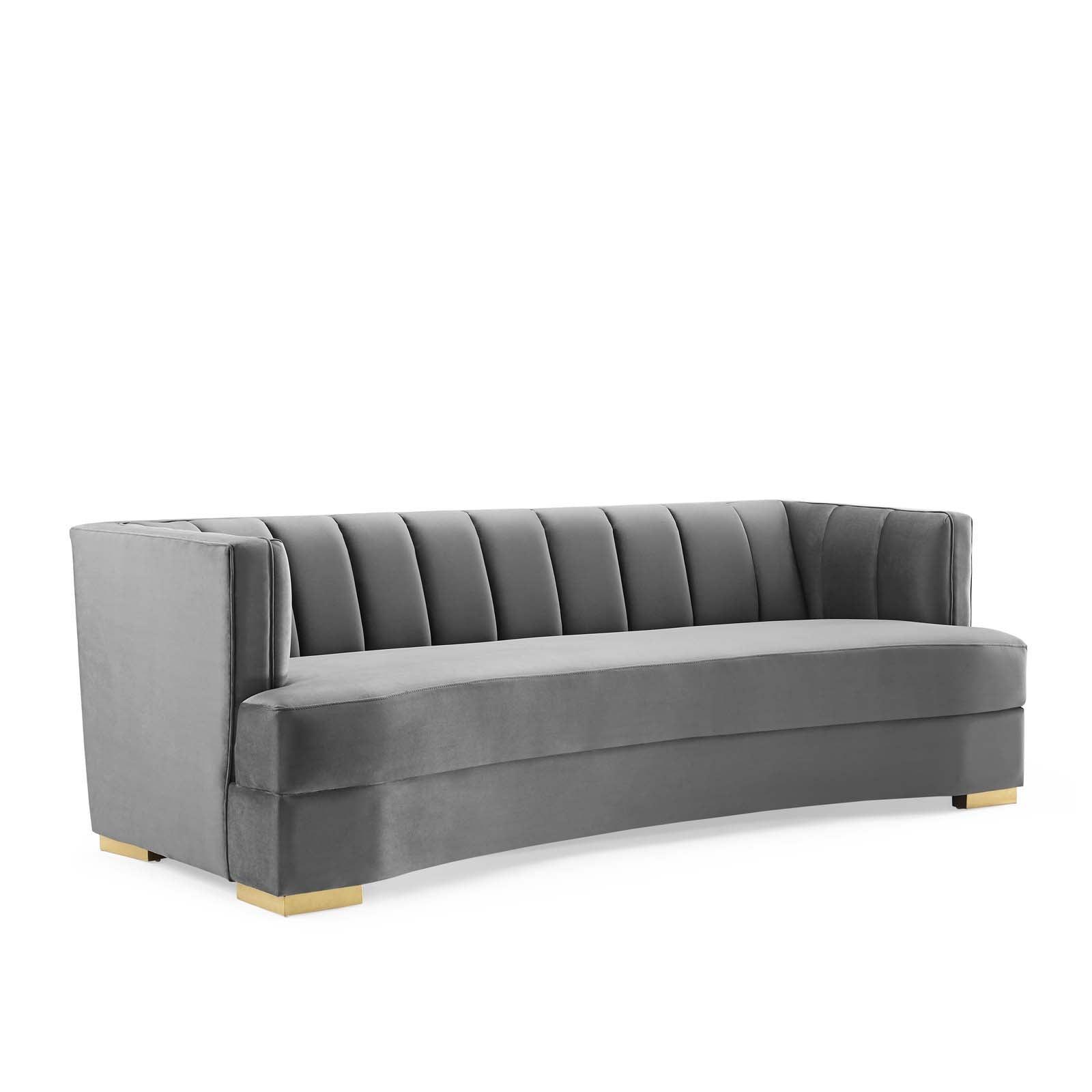 Modway Encompass Channel Tufted Performance Velvet Curved Sofa FredCo