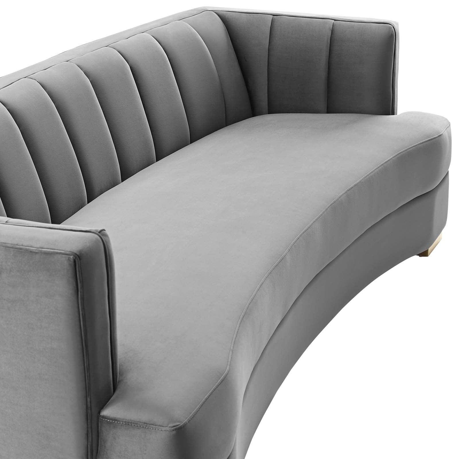 Modway Encompass Channel Tufted Performance Velvet Curved Sofa FredCo