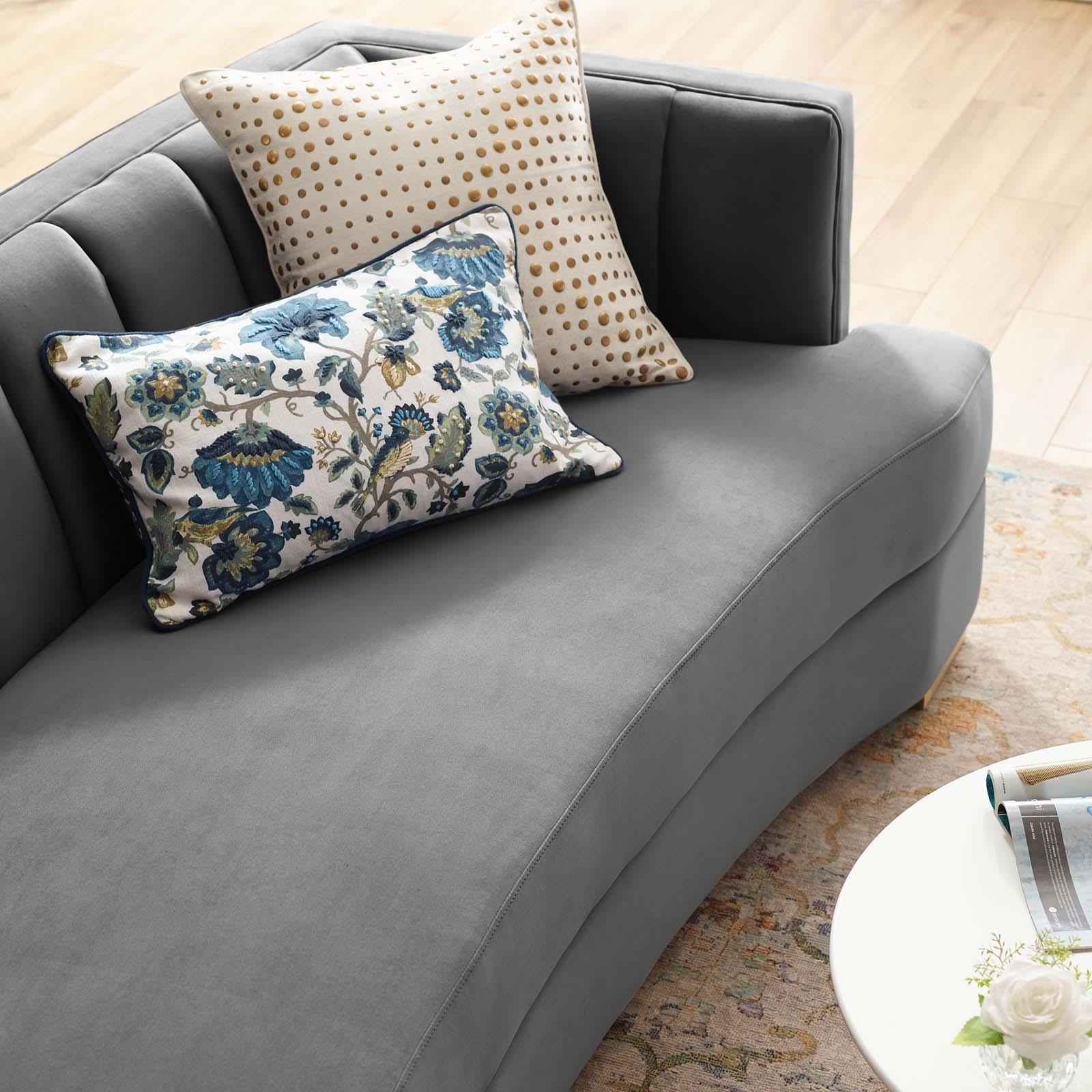 Modway Encompass Channel Tufted Performance Velvet Curved Sofa FredCo