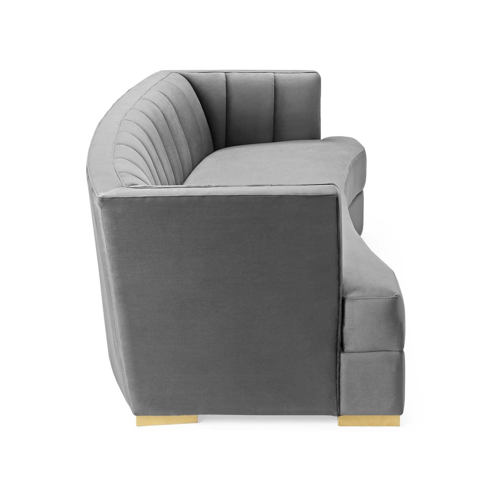 Modway Encompass Channel Tufted Performance Velvet Curved Sofa FredCo