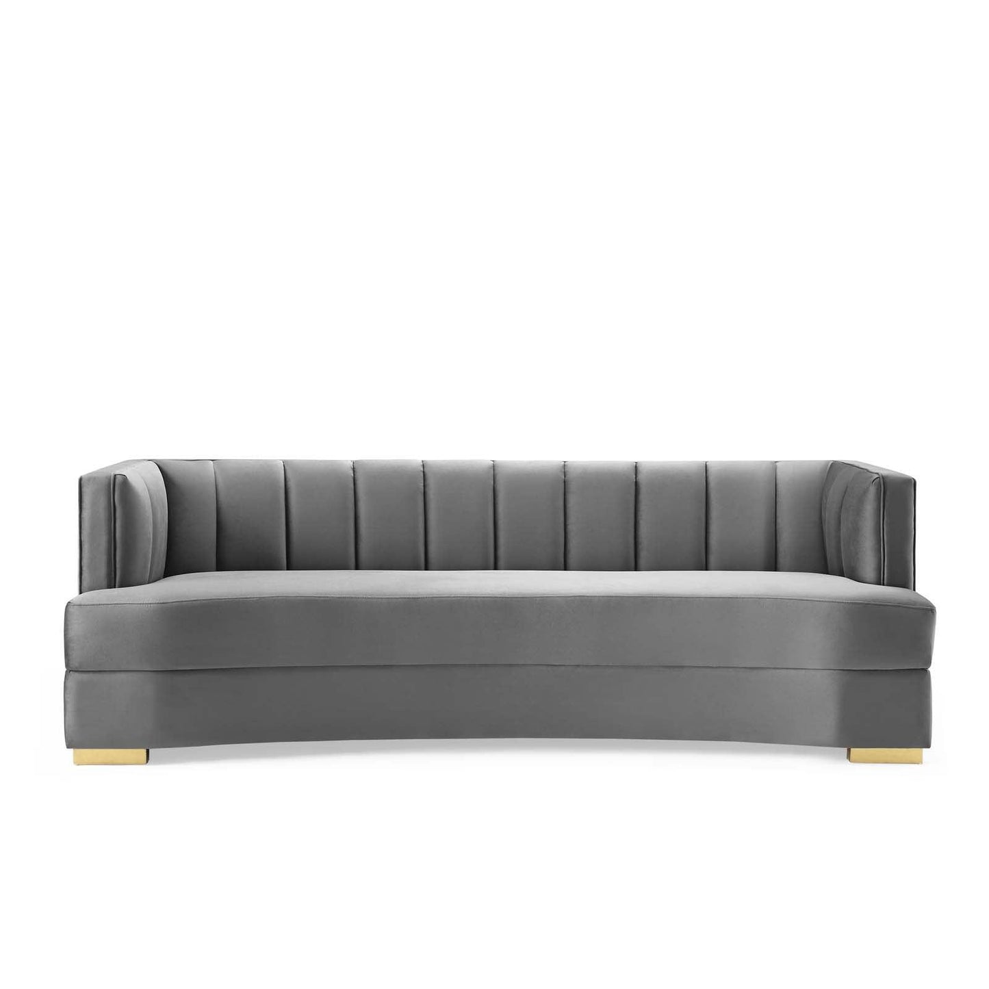 Modway Encompass Channel Tufted Performance Velvet Curved Sofa FredCo