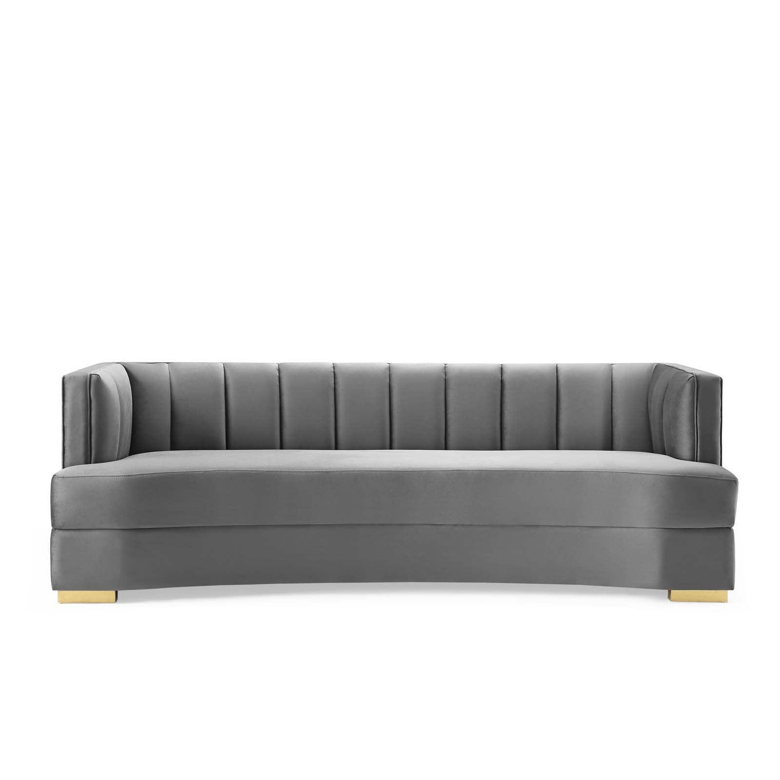 Modway Encompass Channel Tufted Performance Velvet Curved Sofa FredCo