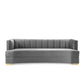 Modway Encompass Channel Tufted Performance Velvet Curved Sofa FredCo