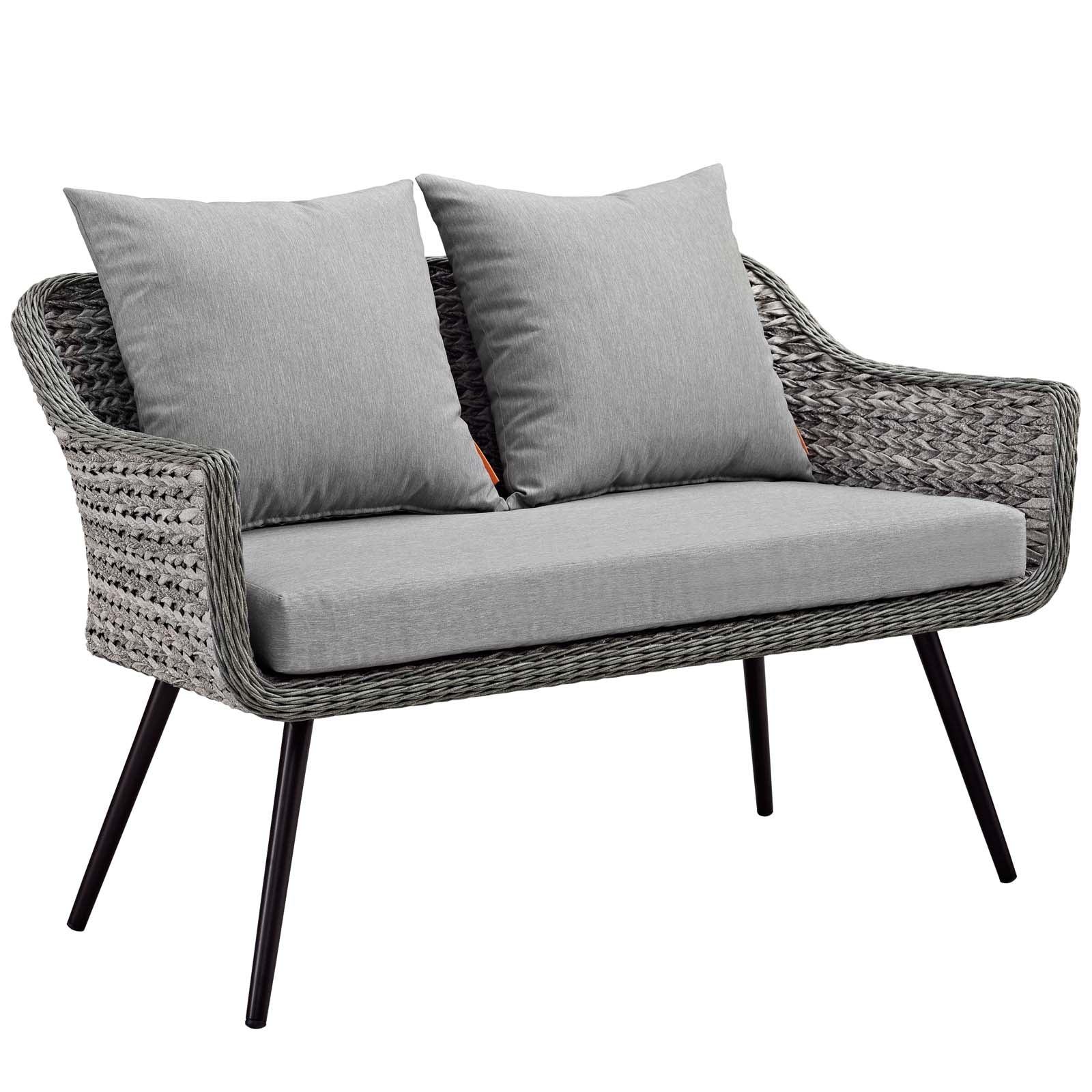 Modway Endeavor 2 Piece Outdoor Patio Wicker Rattan Loveseat and Armchair Set FredCo