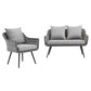 Modway Endeavor 2 Piece Outdoor Patio Wicker Rattan Loveseat and Armchair Set FredCo