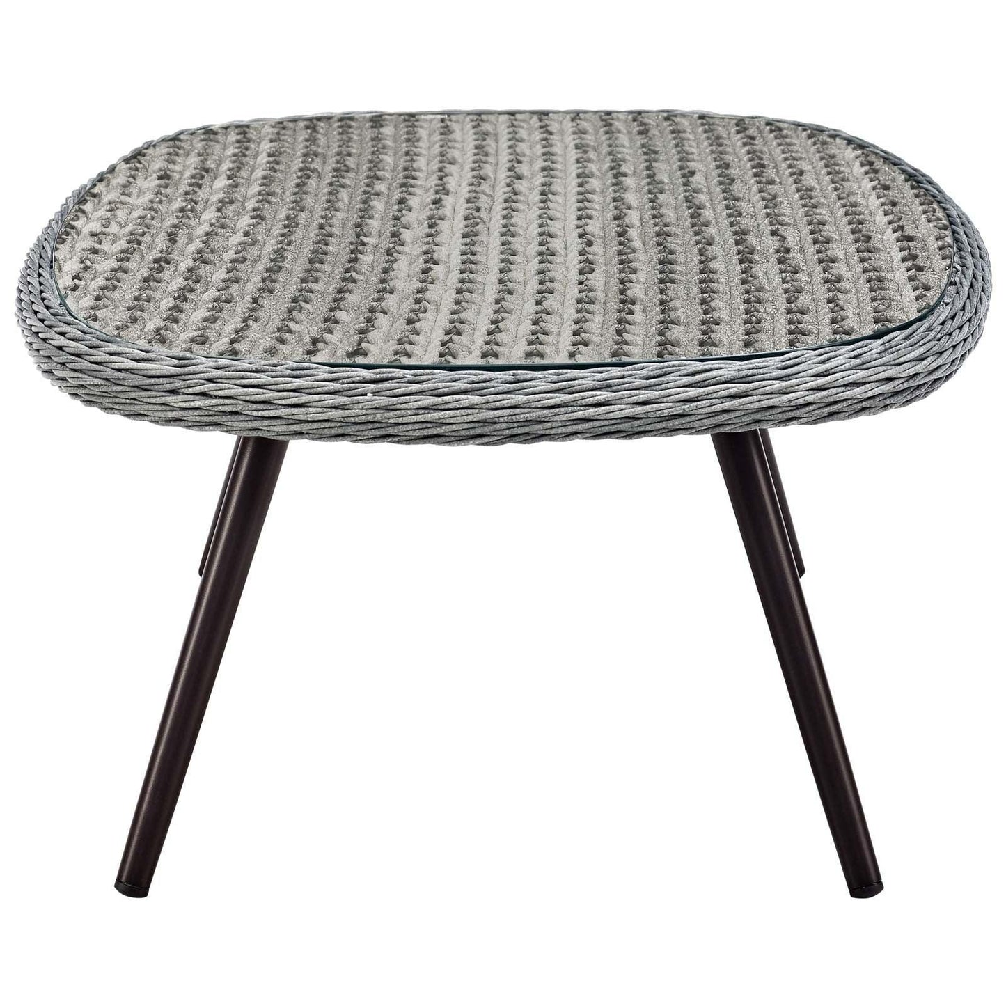 Modway Endeavor 3 Piece Outdoor Patio Wicker Rattan Armchair and Coffee Table Set FredCo