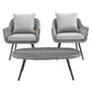 Modway Endeavor 3 Piece Outdoor Patio Wicker Rattan Armchair and Coffee Table Set FredCo