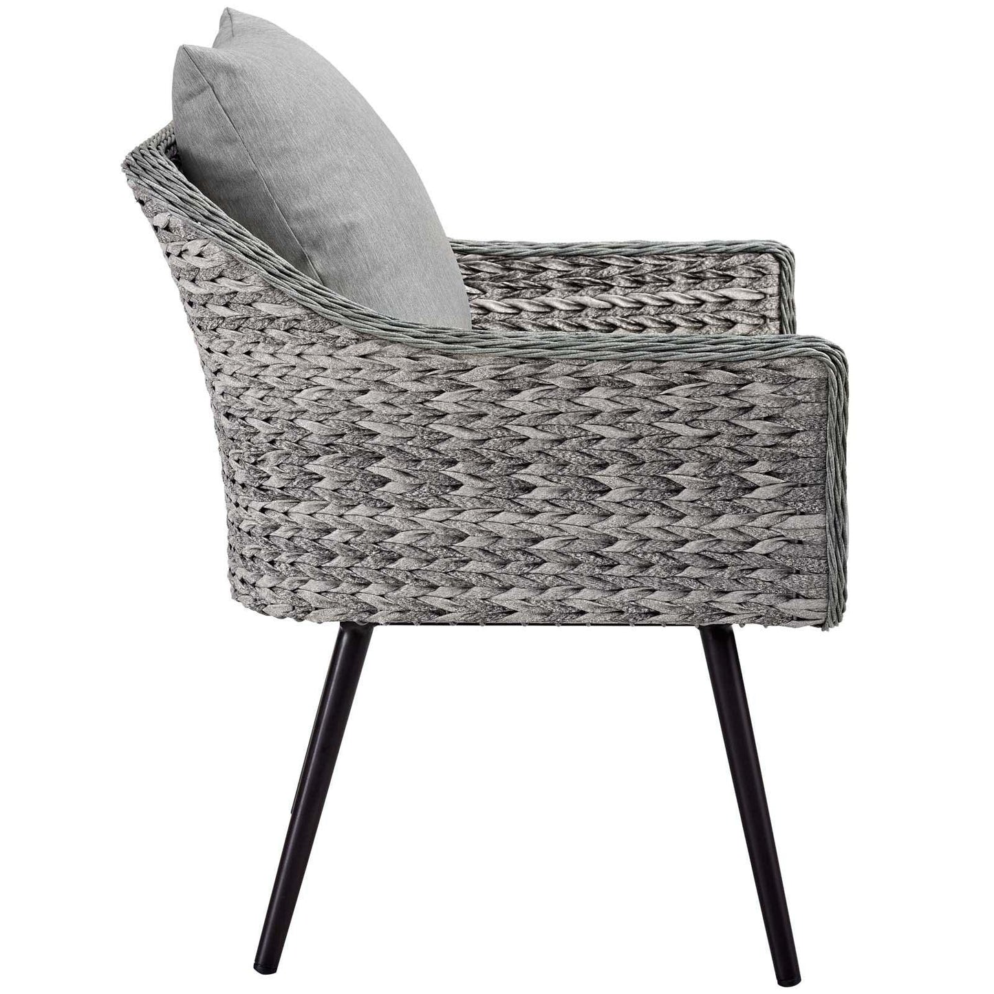 Modway Endeavor 3 Piece Outdoor Patio Wicker Rattan Armchair and Coffee Table Set FredCo