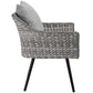 Modway Endeavor 3 Piece Outdoor Patio Wicker Rattan Armchair and Coffee Table Set FredCo
