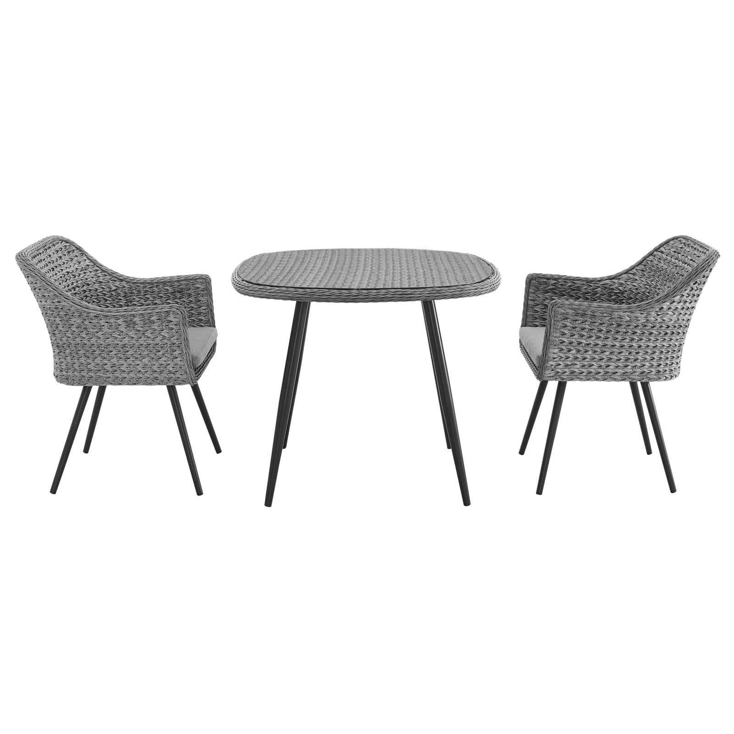 Modway Endeavor 3 Piece Outdoor Patio Wicker Rattan Dining Set FredCo