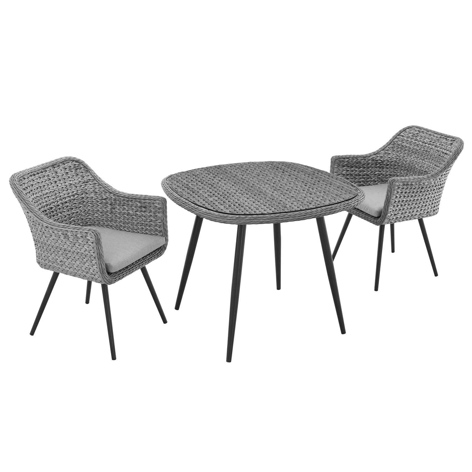 Modway Endeavor 3 Piece Outdoor Patio Wicker Rattan Dining Set FredCo