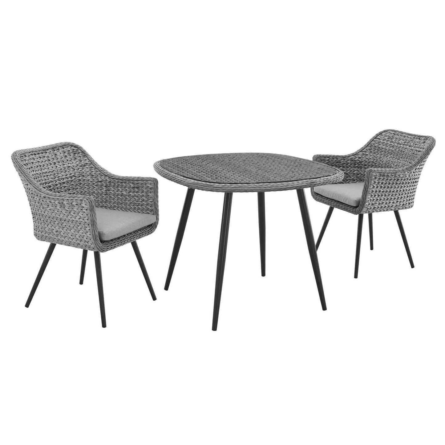 Modway Endeavor 3 Piece Outdoor Patio Wicker Rattan Dining Set FredCo