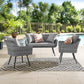 Modway Endeavor 3 Piece Outdoor Patio Wicker Rattan Loveseat and Armchair Set FredCo