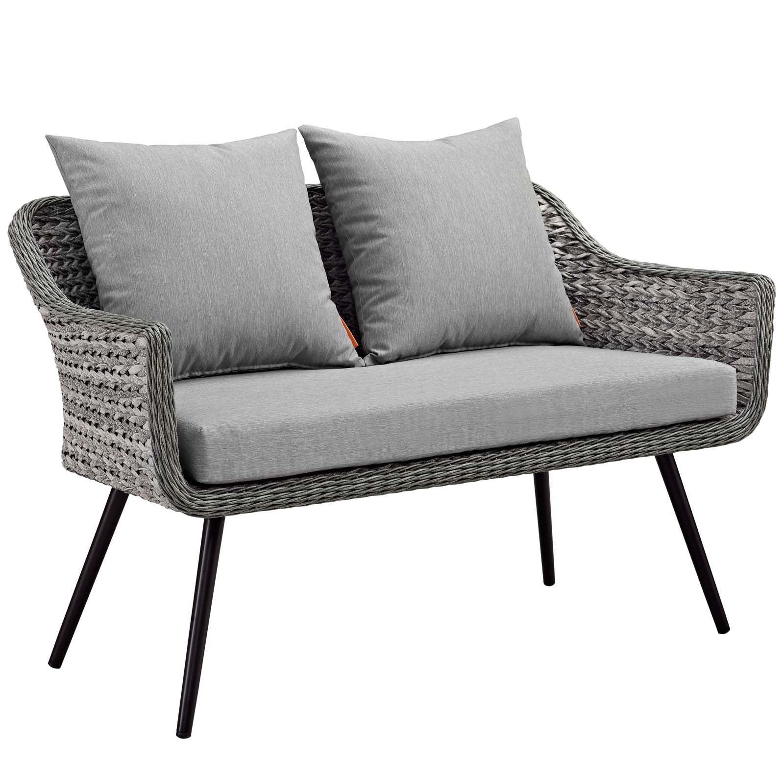 Modway Endeavor 3 Piece Outdoor Patio Wicker Rattan Loveseat and Armchair Set FredCo