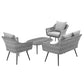 Modway Endeavor 4 Piece Outdoor Patio Wicker Rattan Loveseat Armchair and Coffee Table Set FredCo