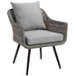 Modway Endeavor 4 Piece Outdoor Patio Wicker Rattan Loveseat Armchair and Coffee Table Set FredCo