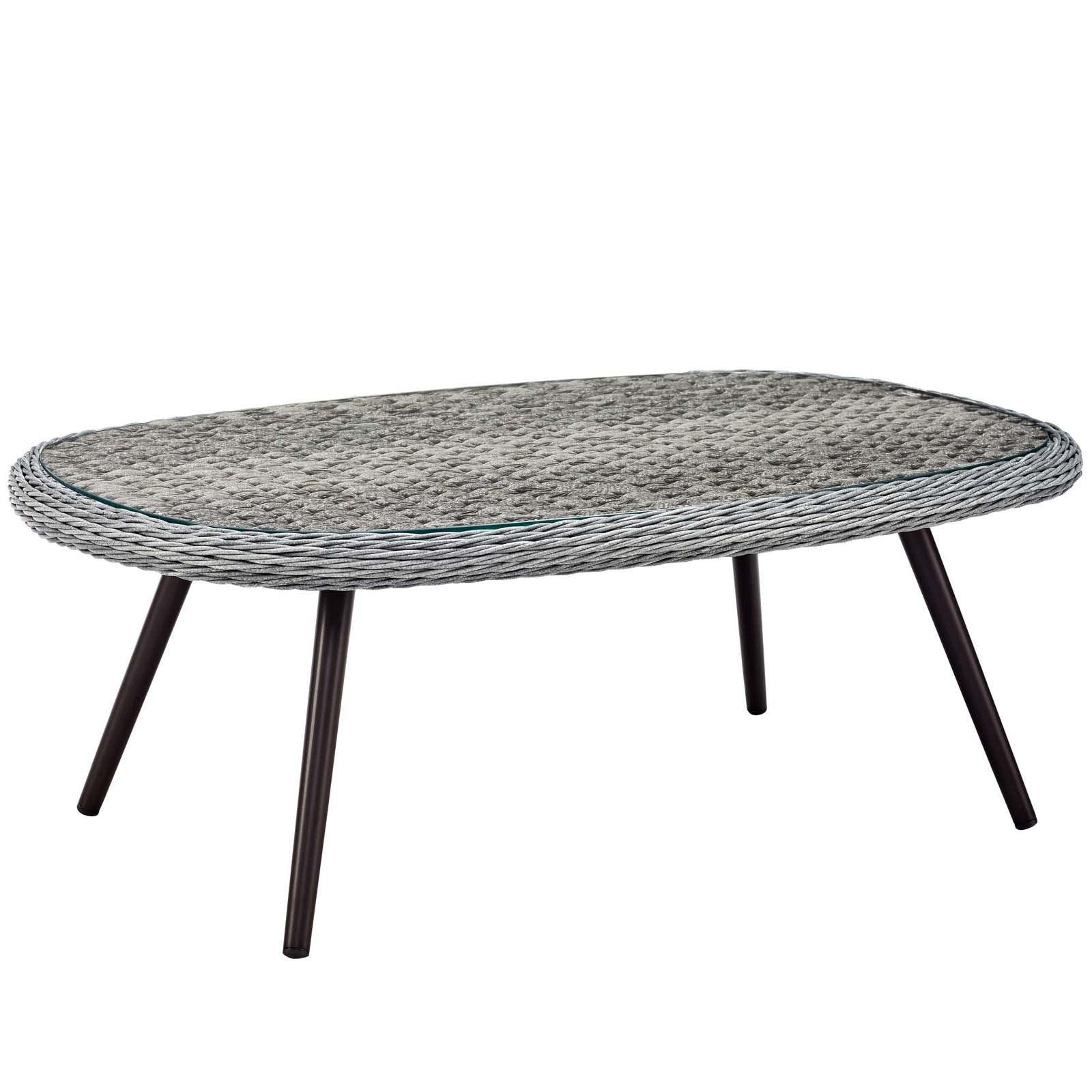 Modway Endeavor 4 Piece Outdoor Patio Wicker Rattan Loveseat Armchair and Coffee Table Set FredCo