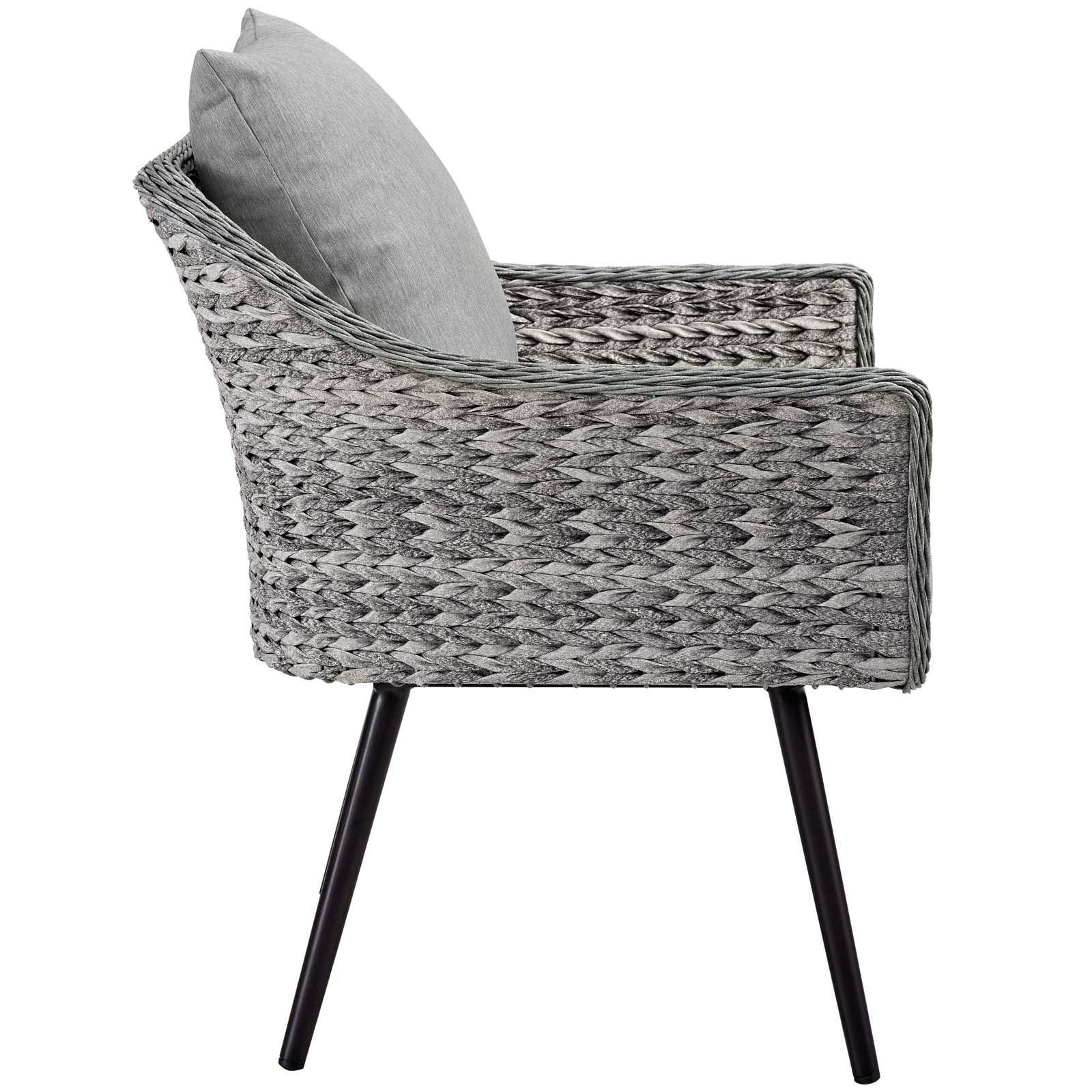 Modway Endeavor 4 Piece Outdoor Patio Wicker Rattan Loveseat Armchair and Coffee Table Set FredCo
