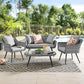 Modway Endeavor 4 Piece Outdoor Patio Wicker Rattan Loveseat Armchair and Coffee Table Set FredCo