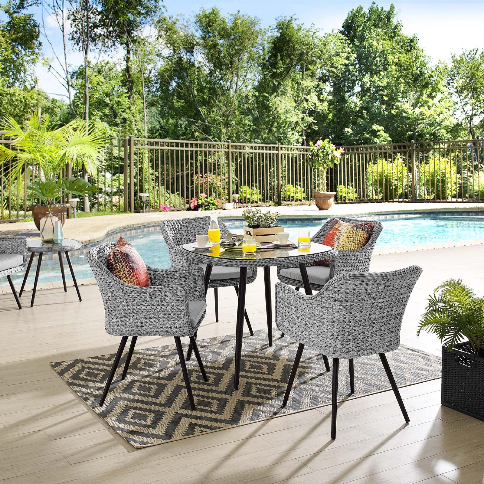 Modway Endeavor 5 Piece Outdoor Patio Wicker Rattan Dining Set FredCo