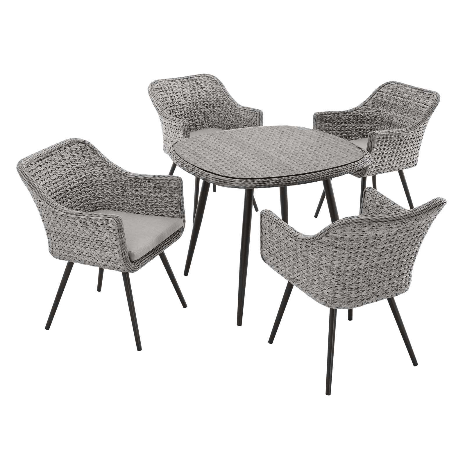 Modway Endeavor 5 Piece Outdoor Patio Wicker Rattan Dining Set FredCo