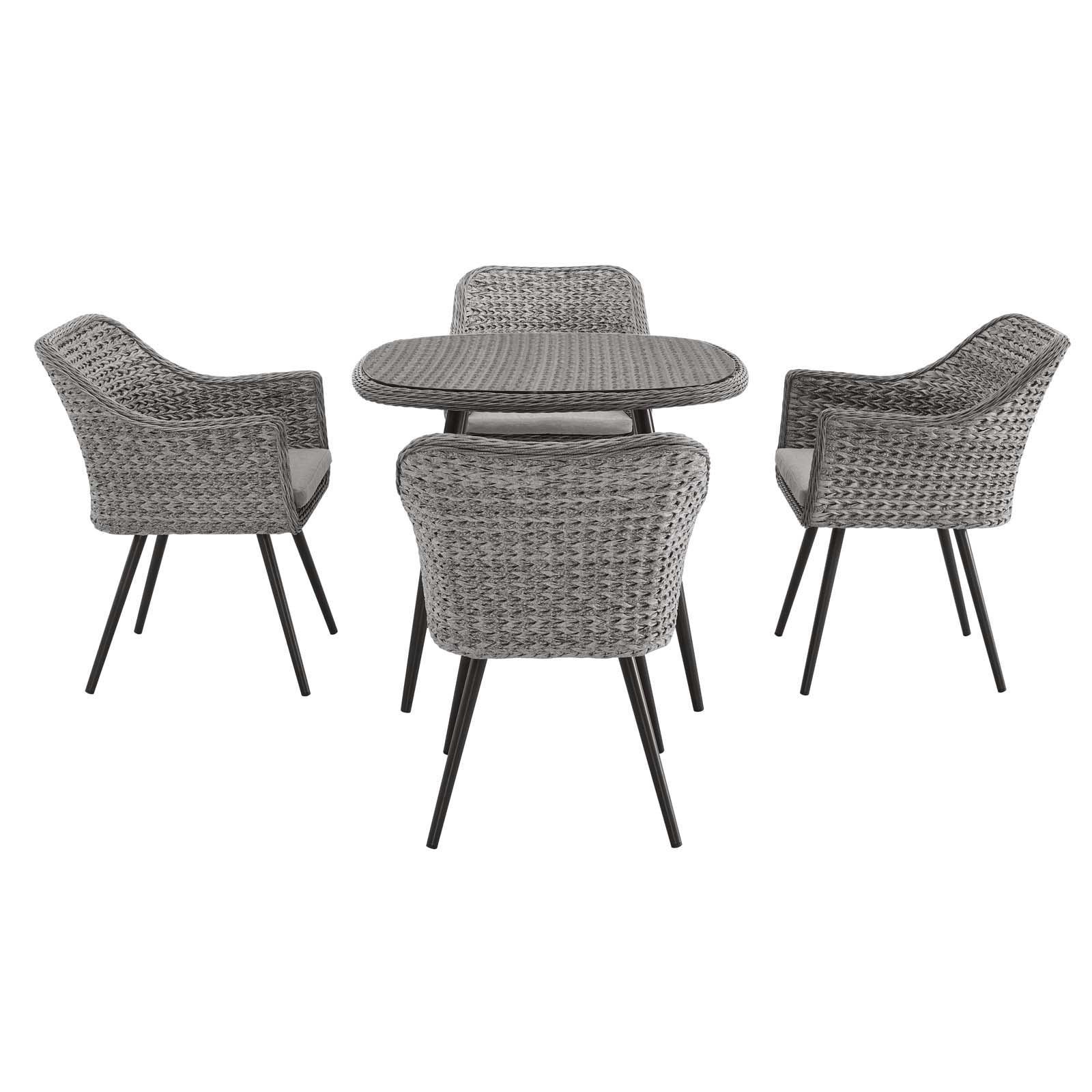 Modway Endeavor 5 Piece Outdoor Patio Wicker Rattan Dining Set FredCo