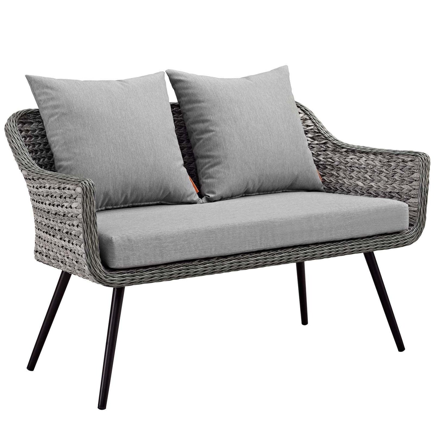 Modway Endeavor 5 Piece Outdoor Patio Wicker Rattan Loveseat Armchair Coffee + Side Table Set FredCo