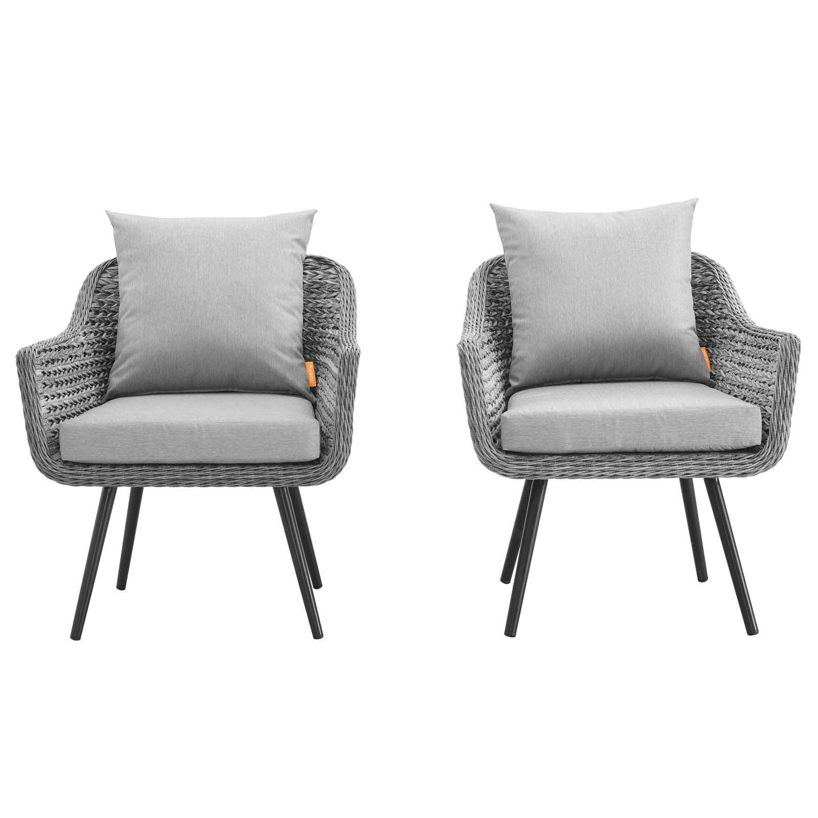 Modway Endeavor Armchair Outdoor Patio Wicker Rattan Set of 2 FredCo