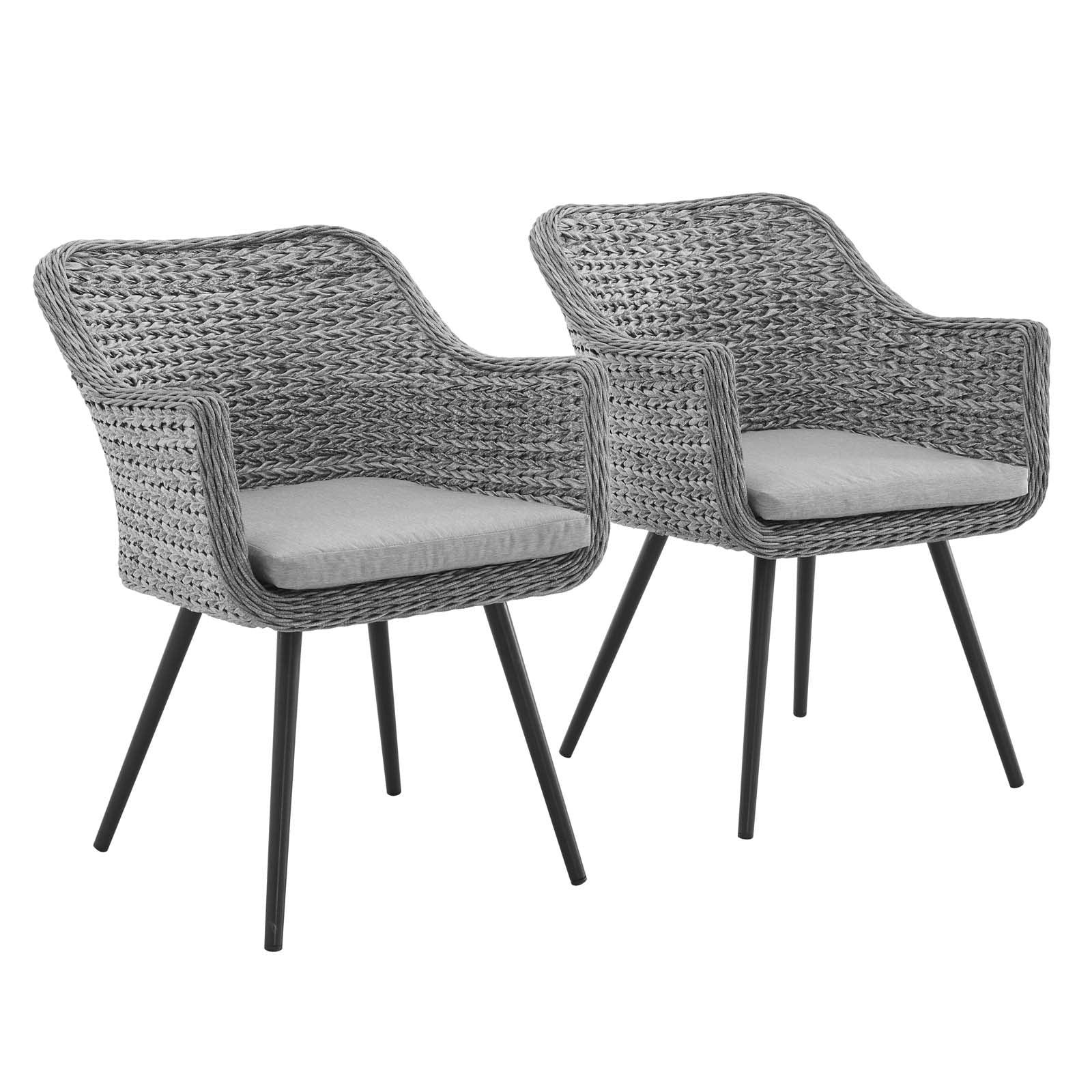 Modway Endeavor Dining Armchair Outdoor Patio Wicker Rattan Set of 2 FredCo