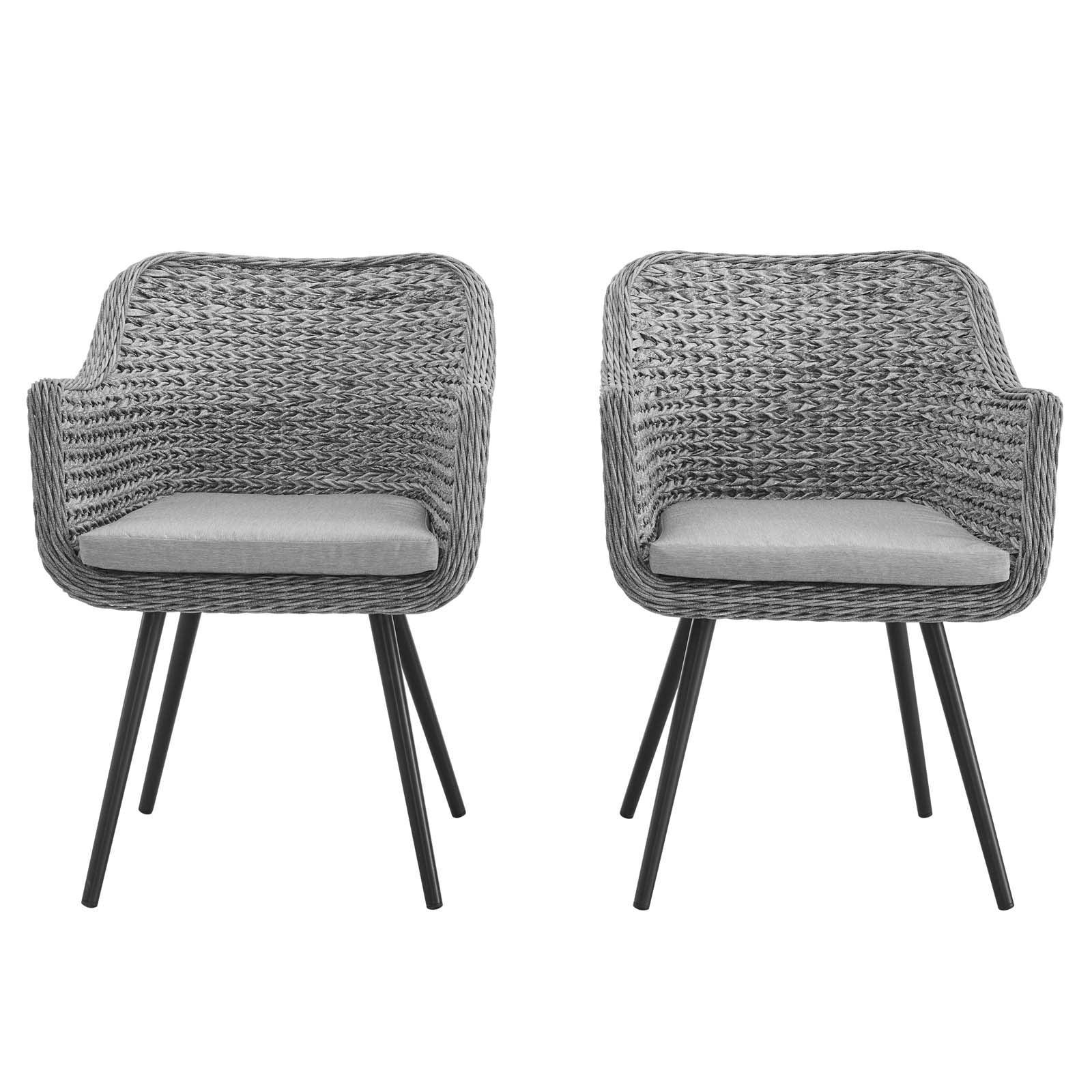Modway Endeavor Dining Armchair Outdoor Patio Wicker Rattan Set of 2 FredCo