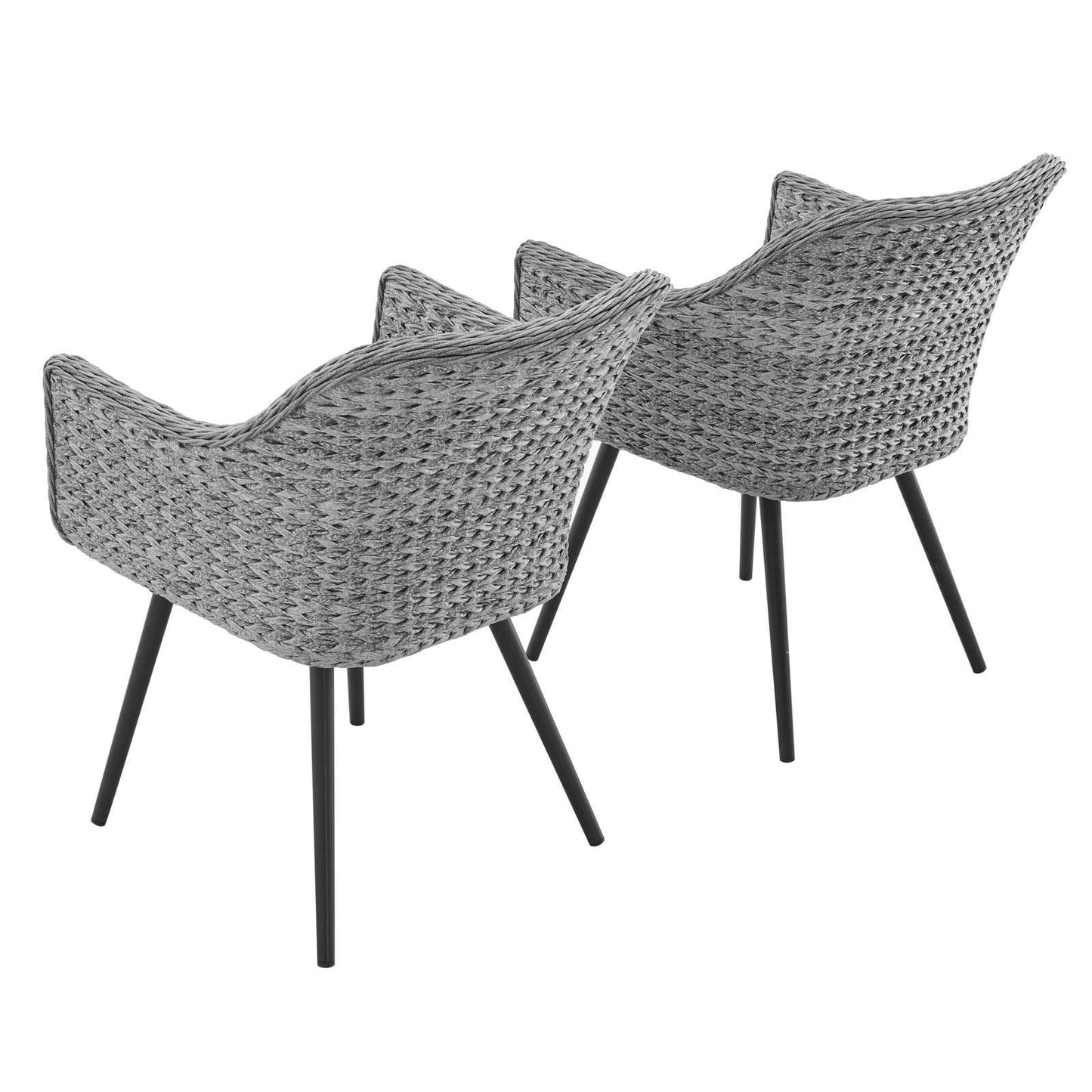 Modway Endeavor Dining Armchair Outdoor Patio Wicker Rattan Set of 2 FredCo