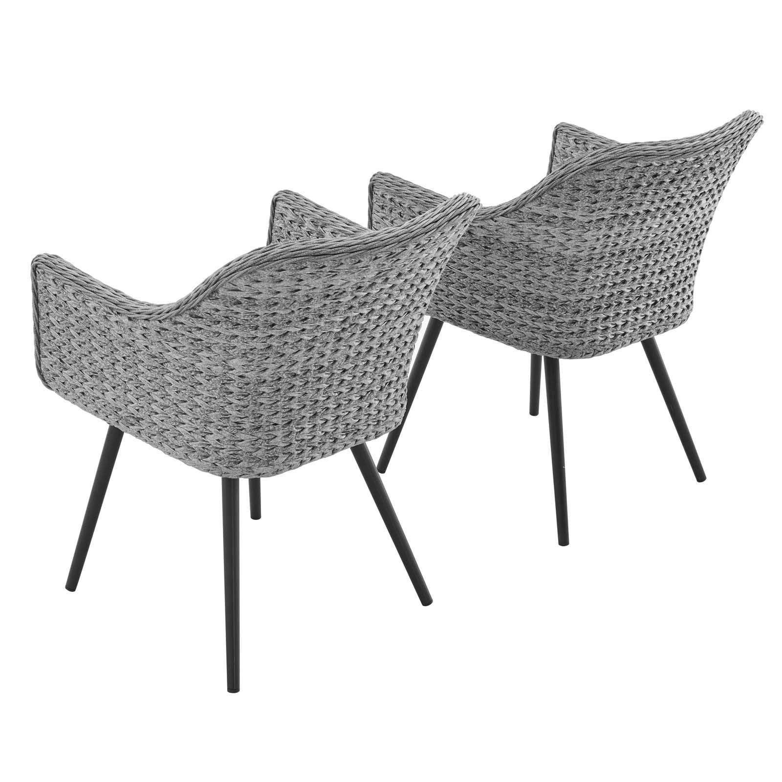 Modway Endeavor Dining Armchair Outdoor Patio Wicker Rattan Set of 2 FredCo